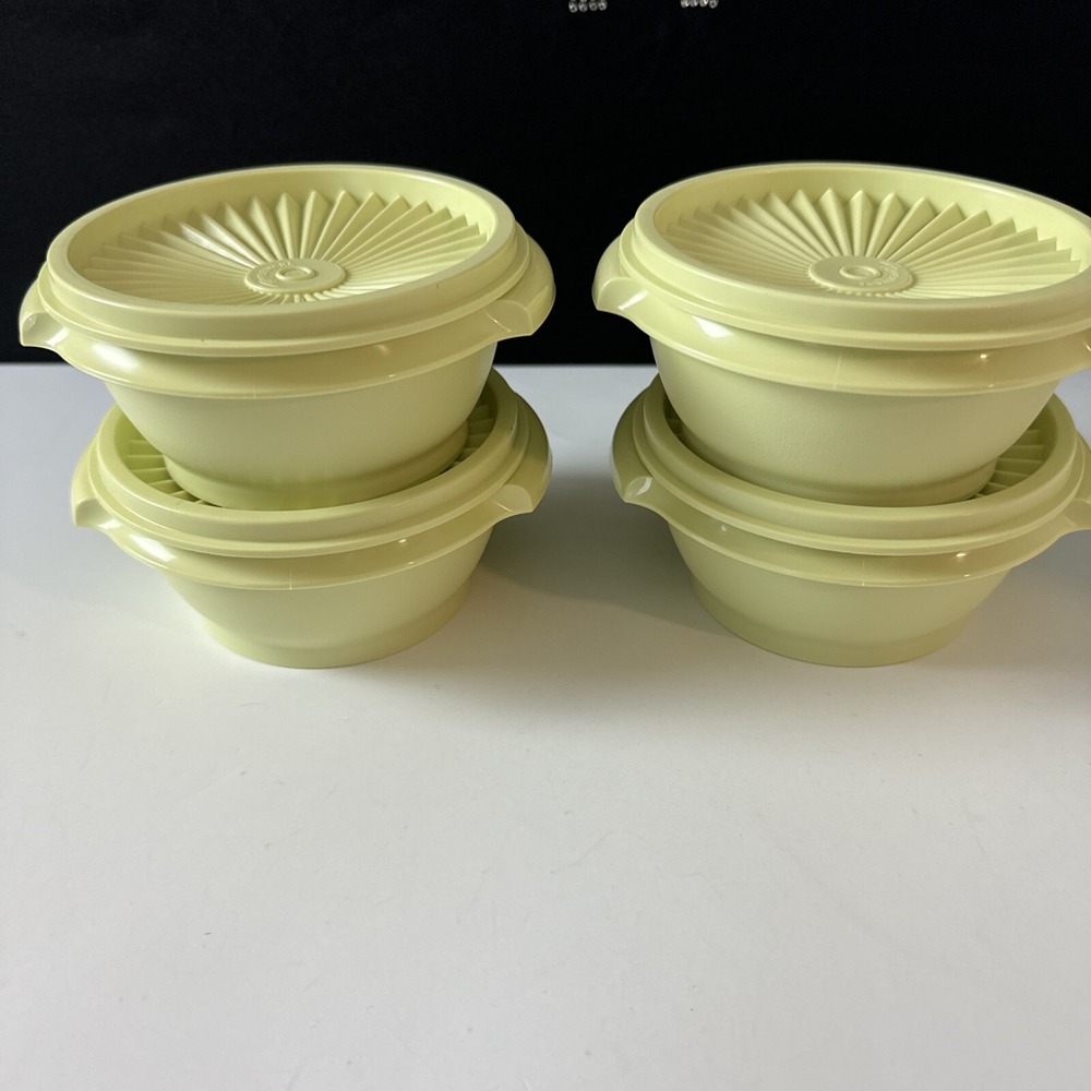 Tupperware Classic Servalier Bowls Light Yellow Green Tint 10oz Set of 4 Sale